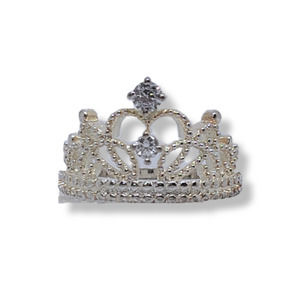 Sterling Silver Plated Round Simulated Diamond Crown Ring Sz8